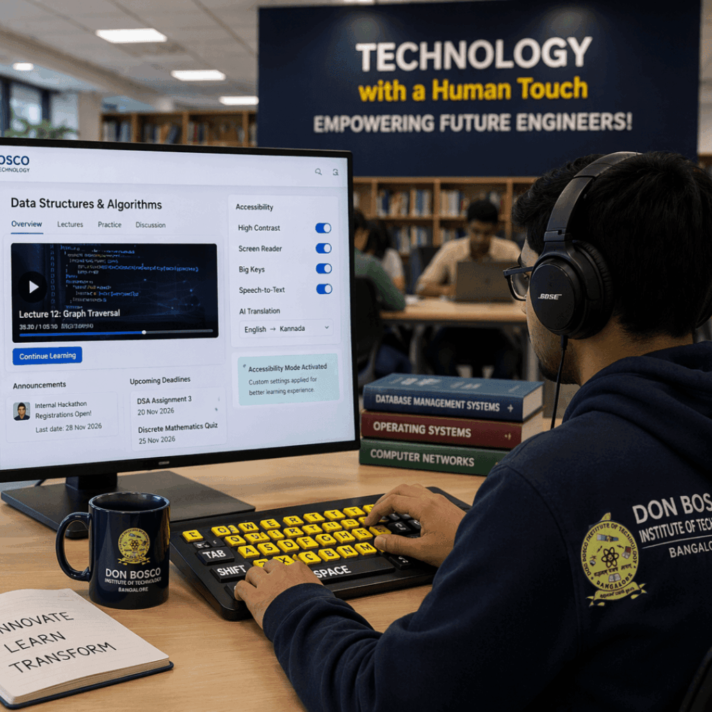 Application of digital technologies in education with AI-powered LMS, real-time language translation, accessibility tools, and smart learning environment in engineering college classroom